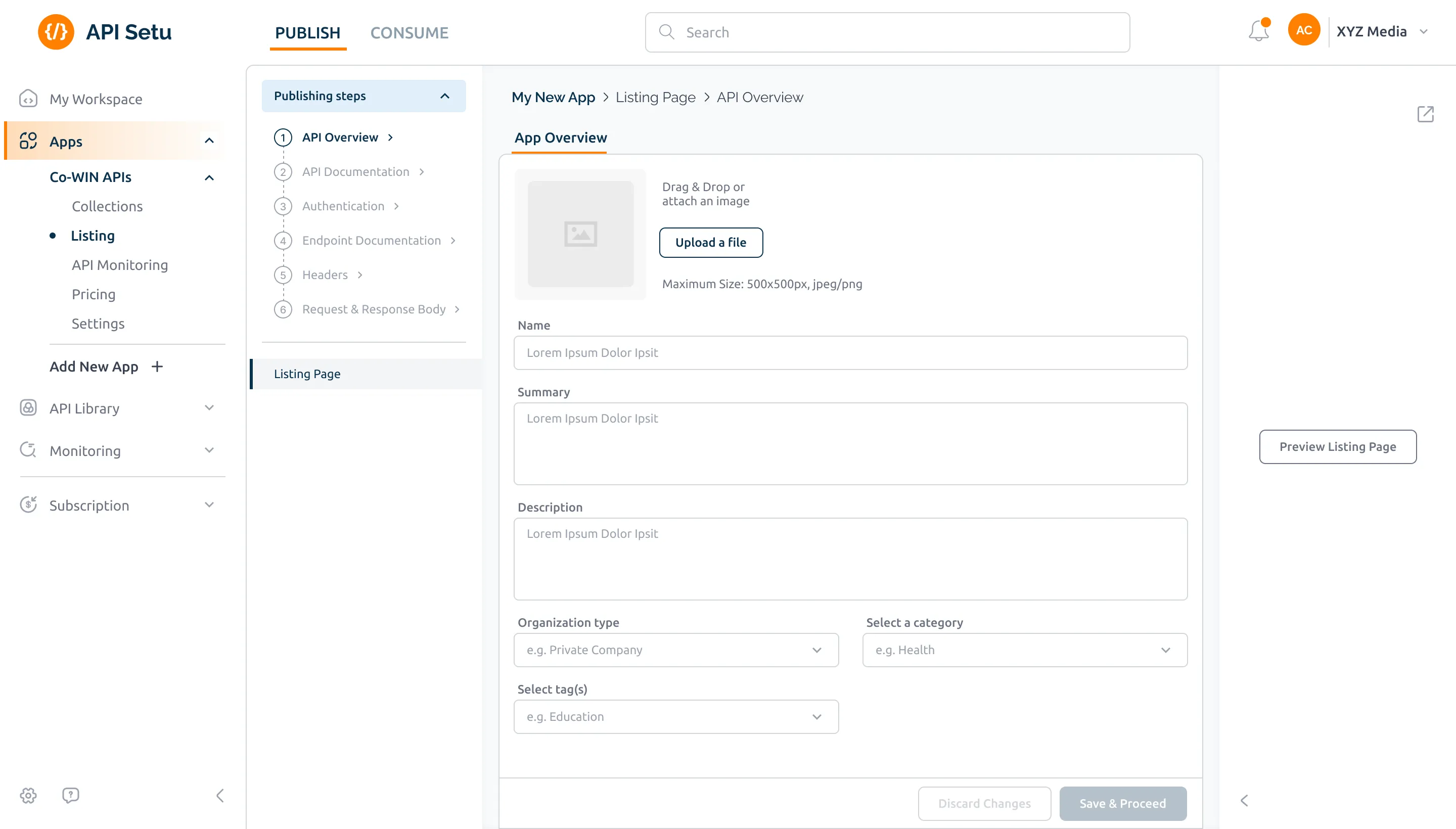 API Publishing Workspace Comparison - After